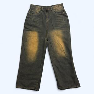 Dark blue jeans with muddy distressed wash waist size 34